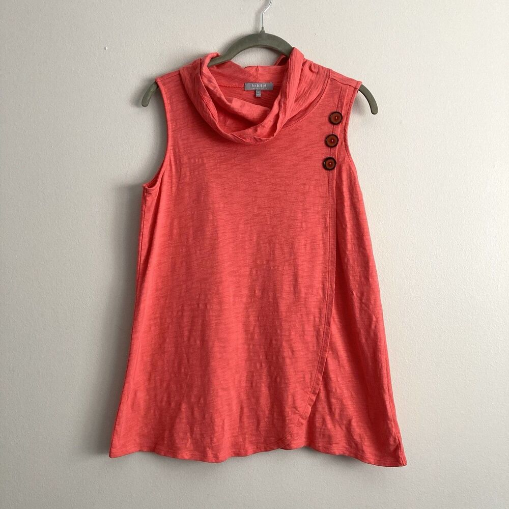Habitat Clothes to Live In Cowl Neck Tank Top Womens XS Pink Lagenlook